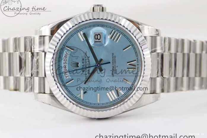 1230 Soft Day Date 40mm SS 904L Steel TWF 1:1 Best Edition Ice Blue Roman Dial on SS Bracelet A 2359